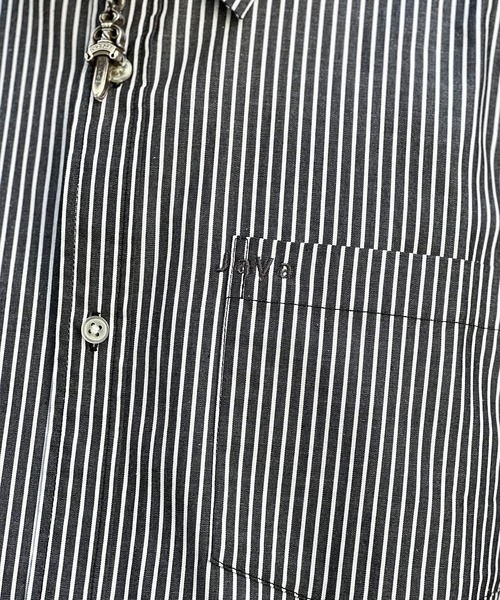 Java（ジャバ）の「《JaVaジャバ コラボ》1枚でマルチウェイ。コットン100％胸刺繍ストライプBIGシルエットシャツ（シャツ/ブラウス・メンズ・ブルー/ブラック系その他/ホワイト・X-LARGE/MEDIUM/SMALL/LARGE）」の7枚目の写真