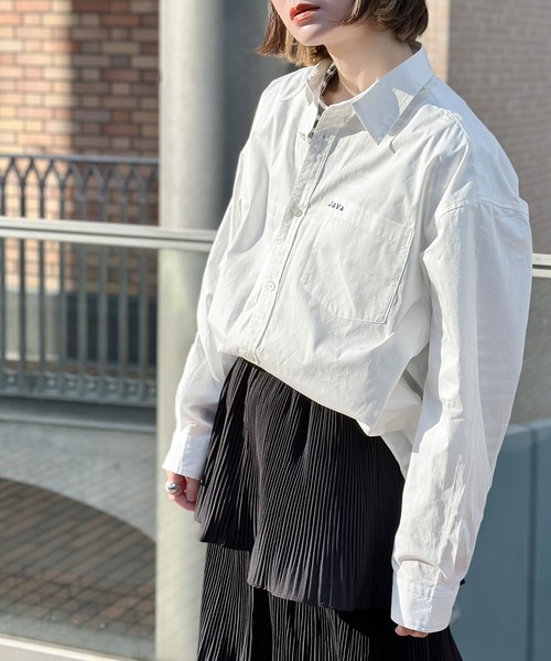 Java（ジャバ）の「《JaVaジャバ コラボ》1枚でマルチウェイ。コットン100％胸刺繍ストライプBIGシルエットシャツ（シャツ/ブラウス・メンズ・ブルー/ブラック系その他/ホワイト・X-LARGE/MEDIUM/SMALL/LARGE）」の20枚目の写真