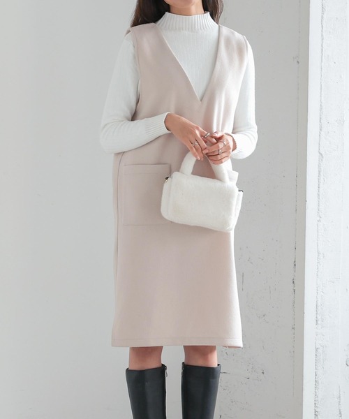 KOBE LETTUCE（コウベレタス）の「2wayエコファーハンドバッグ（ハンドバッグ・レディース・グレイッシュベージュ/ブラック/オフホワイト・FREE）」の5枚目の写真