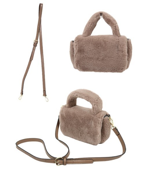 KOBE LETTUCE（コウベレタス）の「2wayエコファーハンドバッグ（ハンドバッグ・レディース・グレイッシュベージュ/ブラック/オフホワイト・FREE）」の8枚目の写真