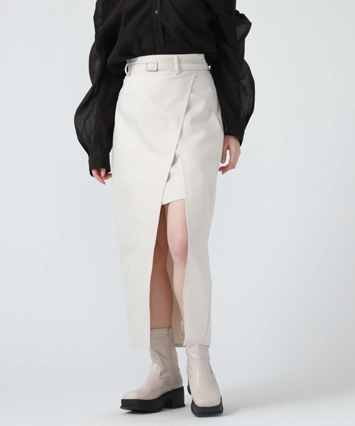 archives(アルシーヴ)の「ポケット付きレイヤードスカート(スカート・レディース・ブラック/モカ/アイボリー・MEDIUM)」の1枚目の写真