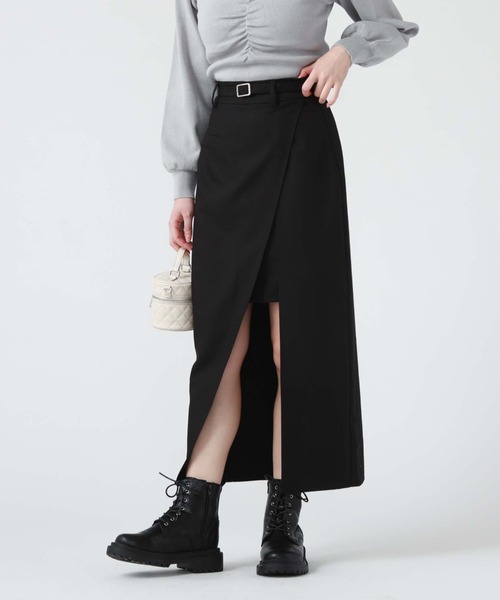 archives(アルシーヴ)の「ポケット付きレイヤードスカート(スカート・レディース・ブラック/モカ/アイボリー・MEDIUM)」の2枚目の写真