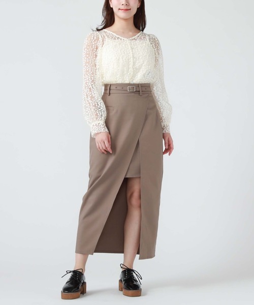 archives(アルシーヴ)の「ポケット付きレイヤードスカート(スカート・レディース・ブラック/モカ/アイボリー・MEDIUM)」の4枚目の写真