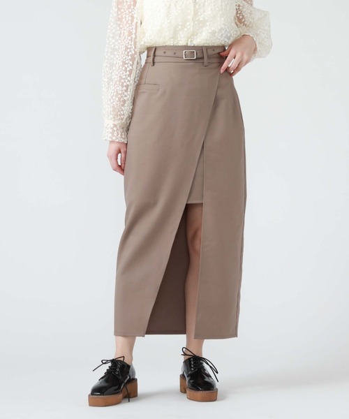 archives(アルシーヴ)の「ポケット付きレイヤードスカート(スカート・レディース・ブラック/モカ/アイボリー・MEDIUM)」の6枚目の写真