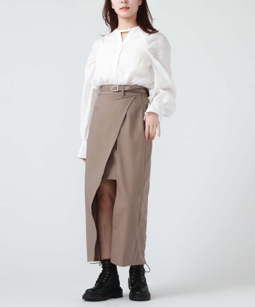 archives(アルシーヴ)の「ポケット付きレイヤードスカート(スカート・レディース・ブラック/モカ/アイボリー・MEDIUM)」の7枚目の写真