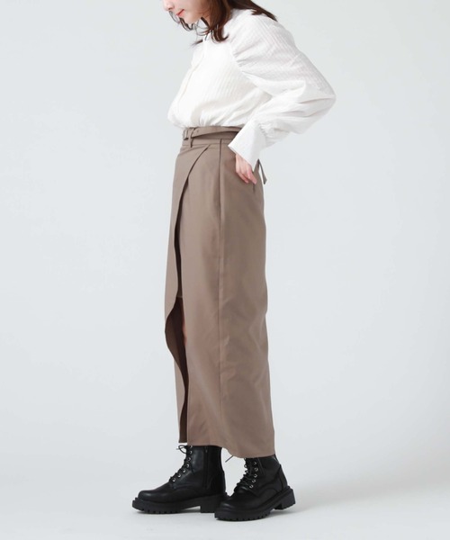 archives(アルシーヴ)の「ポケット付きレイヤードスカート(スカート・レディース・ブラック/モカ/アイボリー・MEDIUM)」の8枚目の写真