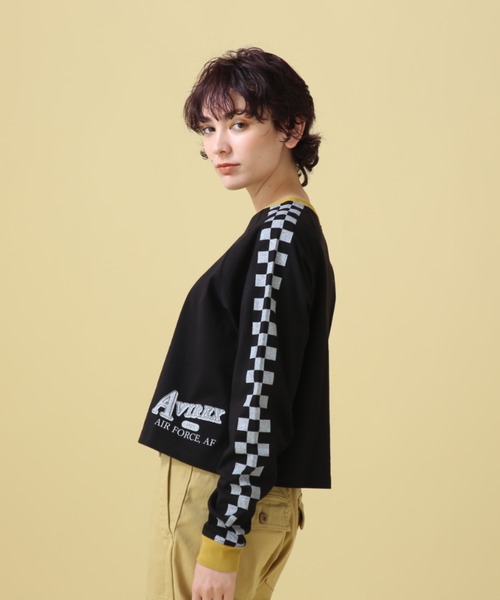 AVIREX（アヴィレックス）の「BI-COLOR LOGO GRAPHIC TOPS/ バイカラーロゴグラフィックトップス（Tシャツ/カットソー・レディース・ブラック/オフホワイト・FREE）」の16枚目の写真