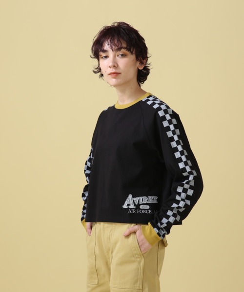 AVIREX（アヴィレックス）の「BI-COLOR LOGO GRAPHIC TOPS/ バイカラーロゴグラフィックトップス（Tシャツ/カットソー・レディース・ブラック/オフホワイト・FREE）」の17枚目の写真
