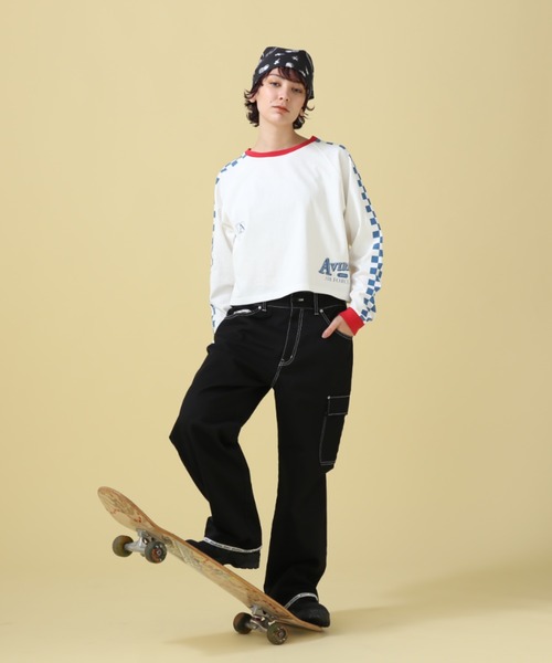AVIREX（アヴィレックス）の「BI-COLOR LOGO GRAPHIC TOPS/ バイカラーロゴグラフィックトップス（Tシャツ/カットソー・レディース・ブラック/オフホワイト・FREE）」の8枚目の写真
