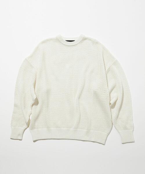 green label relaxing(グリーンレーベルリラクシング)の「【WEB限定】<GLR or> シアー 長袖 プルオーバー ニット -ユニセックス-(ニット/セーター・メンズ・オフホワイト/ブラック/ライトブルー・S/M/L)」の2枚目の写真