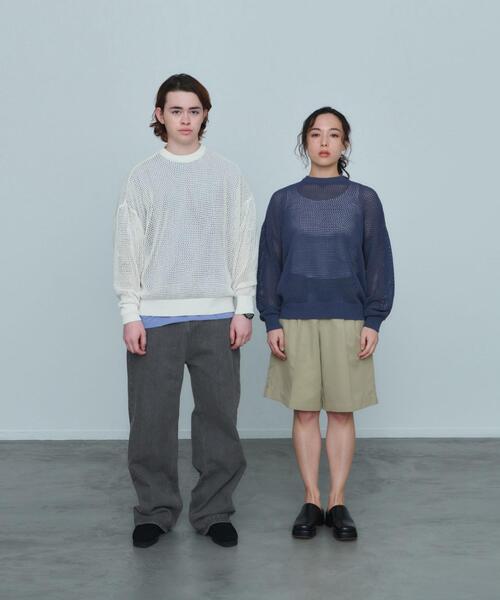 green label relaxing(グリーンレーベルリラクシング)の「【WEB限定】<GLR or> シアー 長袖 プルオーバー ニット -ユニセックス-(ニット/セーター・メンズ・オフホワイト/ブラック/ライトブルー・S/M/L)」の8枚目の写真