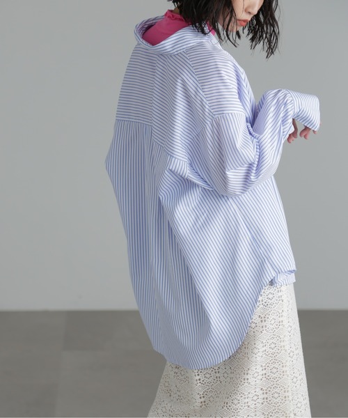 ストライプボリュームスリーブビッグシャツ