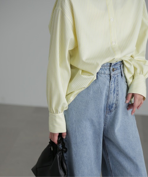 ストライプボリュームスリーブビッグシャツ