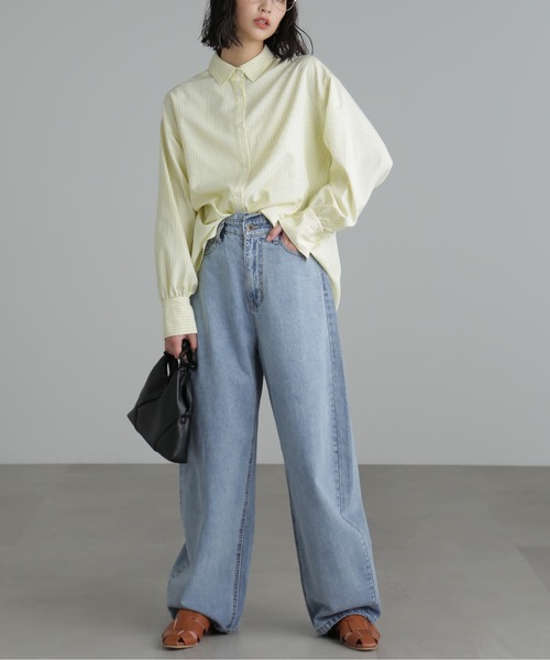 ストライプボリュームスリーブビッグシャツ