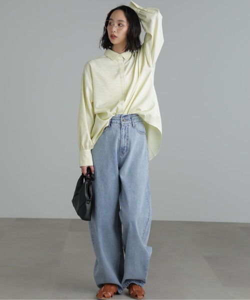 ストライプボリュームスリーブビッグシャツ