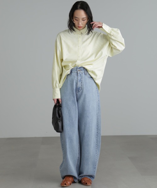 ストライプボリュームスリーブビッグシャツ