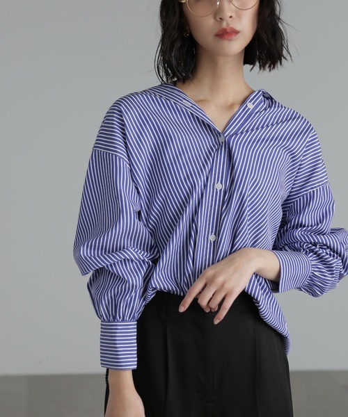 ストライプボリュームスリーブビッグシャツ