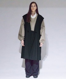 【VOAAOV】Organic Cotton × Recycle Polyester Twill Long Gilet
