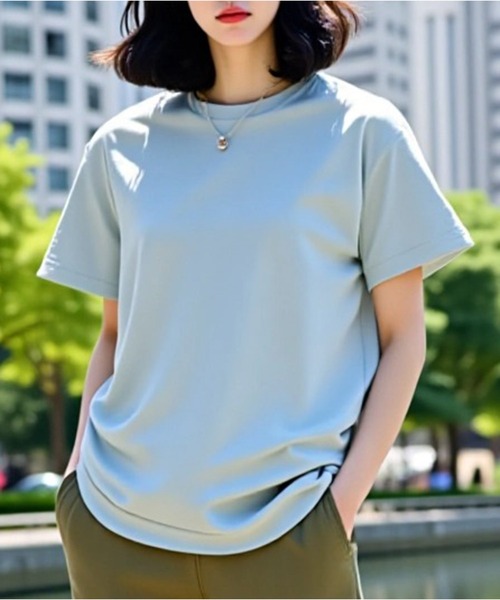 Printstar(プリントスター)の「【Printstar】UVカット!4.4オンス ドライTシャツ ランニング ジム ヨガ ピラティス フィットネス glimmer 00300(Tシャツ/カットソー・レディース・ロイヤルブルー/ホワイト/グリーン/ネイビー/バーガンディー/ライトパープル/レッド/イエロー/ブラック/グレー/ブラウン/ブルー系その他/グレー系その他/ラベンダー/オリーブ/ピンク系1/ダークオレンジ/パープル系その他2/イエロー系その他2/アッシュ/ライトベージュ/ミント/インディゴブルー/ライトブルー/ライトイエロー/ダークグリーン/レッド系1/ライトグリーン/ライトピンク/ライム/ピンク/ダークグレー/グレイッシュブルー/スモークピンク・L/LL/M/S)」の6枚目の写真