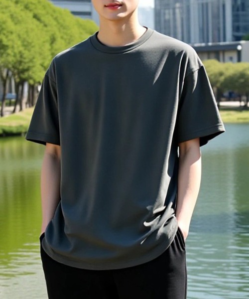 SATISFY七分袖カットソー ランニングTシャツ Goodwear (グッドウェア) USAコットン 無地 クルーネック