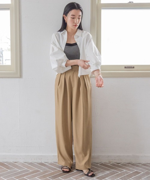 LOWRYS FARM（ローリーズファーム）の「ダブルタックワイドパンツ　188292（その他パンツ・レディース・ベージュ/ピンク/グリーン・FREE）」の5枚目の写真