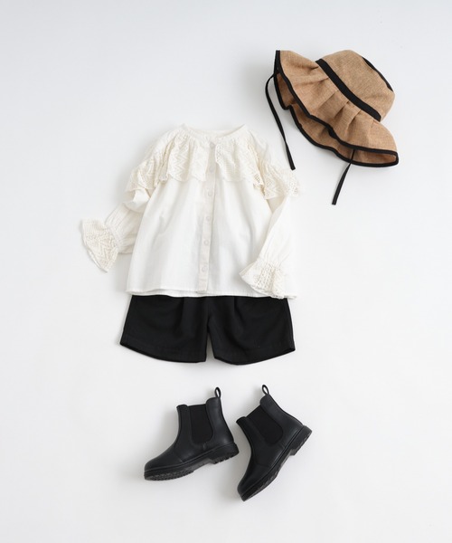 CIAOPANIC TYPY（チャオパニックティピー）の「【KIDS】2タックチノワイドショーツ（チノパンツ・キッズ・ベージュ/ブラック・S/M/L/XL/XXL）」の5枚目の写真