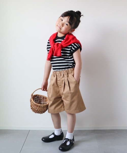 CIAOPANIC TYPY（チャオパニックティピー）の「【KIDS】2タックチノワイドショーツ（チノパンツ・キッズ・ベージュ/ブラック・S/M/L/XL/XXL）」の14枚目の写真