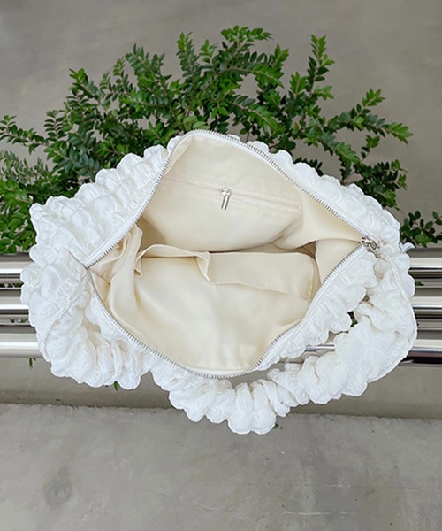 Chaco closet（チャコ クローゼット）の「ナイロン＆ポコポコジャガード2WAYドローコードショルダートートバッグ（ショルダーバッグ・レディース・グリーン/ホワイト系その他/ホワイト/ブラック系その他/ブラック・FREE）」の10枚目の写真