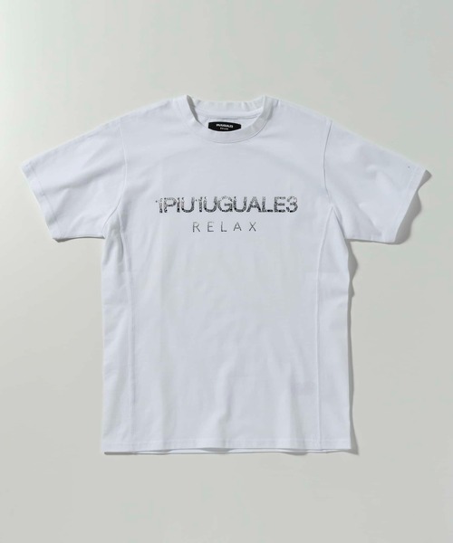 1PIU1UGUALE3 RELAX (ウノピゥウノウグァーレトレ リラックス)の「1PIU1UGUALE3 RELAX(ウノピゥウノウグァーレトレ リラックス)ランダムラインストーンロゴ半袖Tシャツ(Tシャツ/カットソー・メンズ・ホワイト/ブラック・S/L/M/XL)」の18枚目の写真