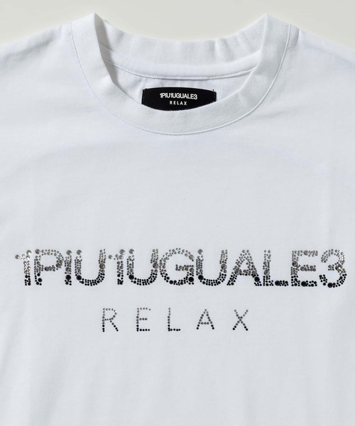 国内発送【1PIU1UGUALE3 RELAX】ランダムラインストーンロゴ半袖 1PIU1UGUALE3 RELAX】ランダムラインストーンロゴ半袖Tシャツ