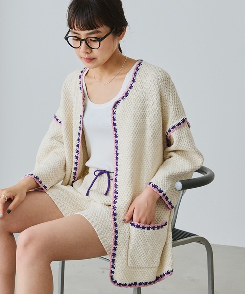 forksy.】クロシェ配色ラインニットカーディガン forksy.│MONO-MART