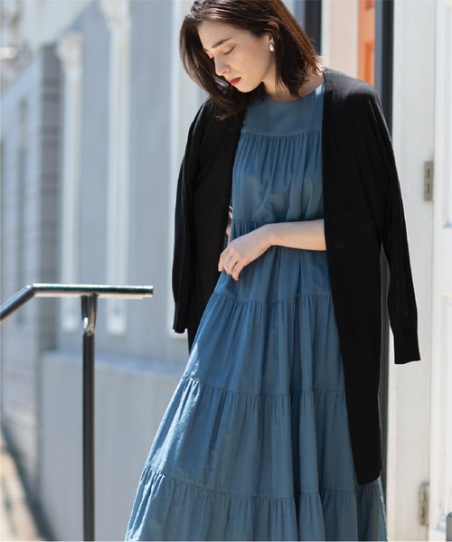 OPAQUE.CLIP（オペークドットクリップ）の「◆ドライタッチ ロングニットカーディガン【接触冷感/イージーケア/抗ピリング/洗濯機洗い可】（カーディガン/ボレロ・レディース・サンドベージュ/ブラック/ブラウン系その他/ホワイト系・38/40/36/42）」の5枚目の写真