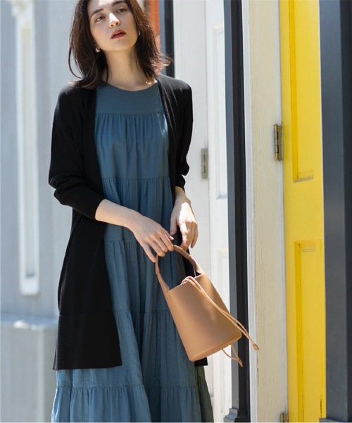 OPAQUE.CLIP（オペークドットクリップ）の「◆ドライタッチ ロングニットカーディガン【接触冷感/イージーケア/抗ピリング/洗濯機洗い可】（カーディガン/ボレロ・レディース・サンドベージュ/ブラック/ブラウン系その他/ホワイト系・38/40/36/42）」の6枚目の写真