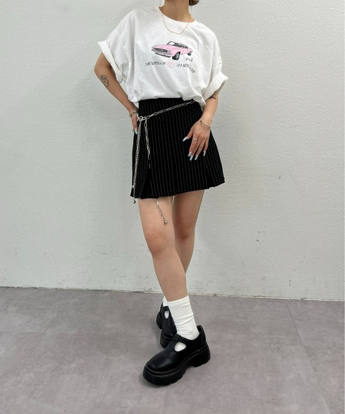 WHO'S WHO gallery（フーズフーギャラリー）の「COOPER FACT レーシングロゴビッグTEE（Tシャツ/カットソー・レディース・チャコールグレー/ブラック/ホワイト/ベージュ・FREE）」の5枚目の写真