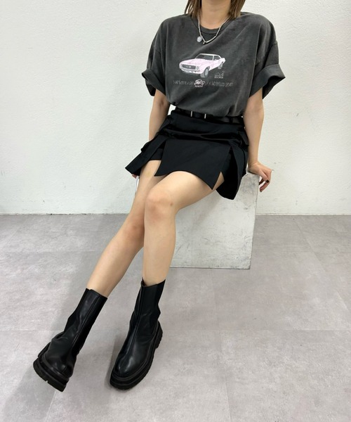 WHO'S WHO gallery（フーズフーギャラリー）の「COOPER FACT レーシングロゴビッグTEE（Tシャツ/カットソー・レディース・チャコールグレー/ブラック/ホワイト/ベージュ・FREE）」の6枚目の写真