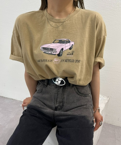 WHO'S WHO gallery（フーズフーギャラリー）の「COOPER FACT レーシングロゴビッグTEE（Tシャツ/カットソー・レディース・チャコールグレー/ブラック/ホワイト/ベージュ・FREE）」の9枚目の写真