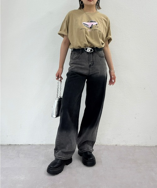 WHO'S WHO gallery（フーズフーギャラリー）の「COOPER FACT レーシングロゴビッグTEE（Tシャツ/カットソー・レディース・チャコールグレー/ブラック/ホワイト/ベージュ・FREE）」の12枚目の写真