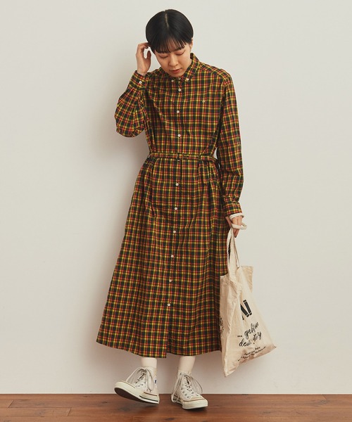 CHILD WOMAN（チャイルドウーマン）の「ギザタータンボタンダウンワンピース（シャツワンピース・レディース・ネイビー/イエロー・FREE）」の3枚目の写真