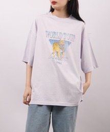 spiritoso ピグメントShocking World Tourプリント半袖Tシャツ