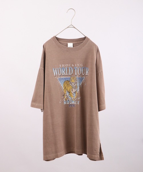 spiritoso(スピリトーゾ)の「spiritoso ピグメントShocking World Tourプリント半袖Tシャツ(Tシャツ/カットソー・レディース・ネイビー/ブラウン/グレイッシュベージュ/チャコール/ホワイト系/グリーン系/サックスブルー/ラベンダー・F)」の22枚目の写真