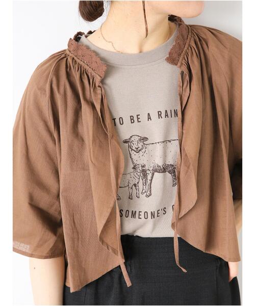 ehka sopo（エヘカソポ）の「リボンボレロブラウス（シャツ/ブラウス・レディース・グリーン/モカ/グレー/オフホワイト・F）」の4枚目の写真