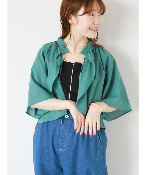 ehka sopo（エヘカソポ）の「リボンボレロブラウス（シャツ/ブラウス・レディース・グリーン/モカ/グレー/オフホワイト・F）」の5枚目の写真