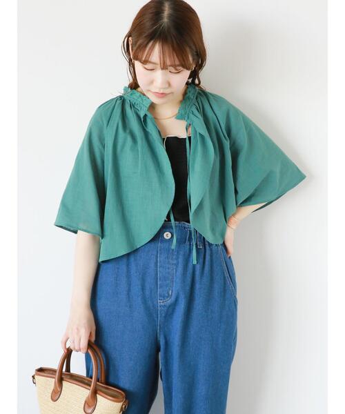 ehka sopo（エヘカソポ）の「リボンボレロブラウス（シャツ/ブラウス・レディース・グリーン/モカ/グレー/オフホワイト・F）」の12枚目の写真