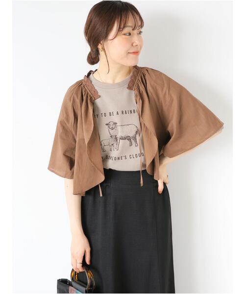 ehka sopo（エヘカソポ）の「リボンボレロブラウス（シャツ/ブラウス・レディース・グリーン/モカ/グレー/オフホワイト・F）」の19枚目の写真