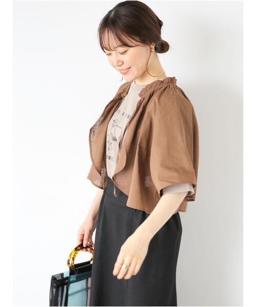 ehka sopo（エヘカソポ）の「リボンボレロブラウス（シャツ/ブラウス・レディース・グリーン/モカ/グレー/オフホワイト・F）」の21枚目の写真