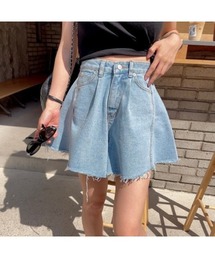 フレアデニムショートパンツ