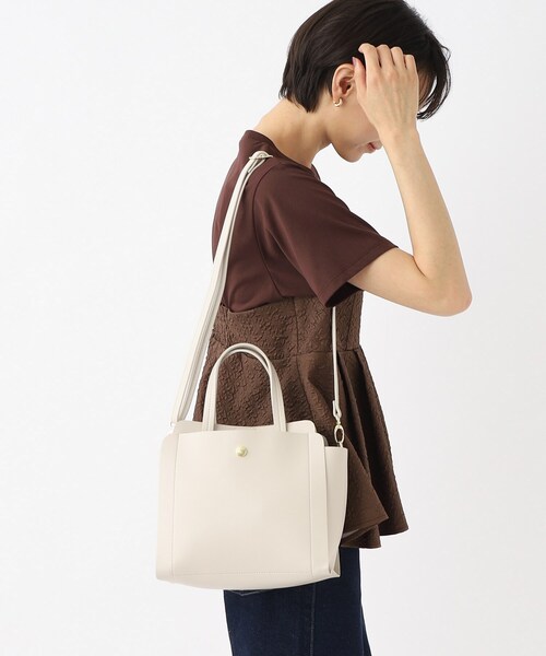 OPAQUE.CLIP（オペークドットクリップ）の「◆【2WAY】前後ポケット付きミドルトート（トートバッグ・レディース・ブラック/カーキ/オフホワイト・00）」の21枚目の写真