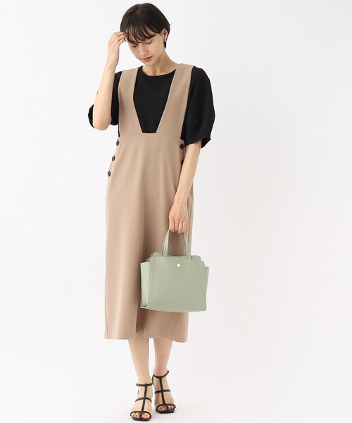 OPAQUE.CLIP（オペークドットクリップ）の「◆【2WAY】前後ポケット付きミドルトート（トートバッグ・レディース・ブラック/カーキ/オフホワイト・00）」の6枚目の写真