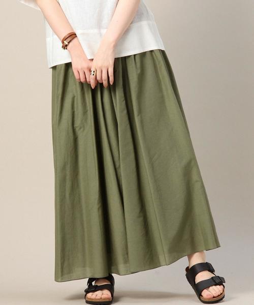 BEAUTY&YOUTH UNITED ARROWS（ビューティーアンドユースユナイテッドアローズ）の「BY コットンシルクゴムギャザーロングスカート◆（スカート・レディース・ベージュ/オリーブ/ロイヤルブルー・フリー）」の3枚目の写真