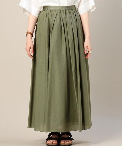 BEAUTY&YOUTH UNITED ARROWS（ビューティーアンドユースユナイテッドアローズ）の「BY コットンシルクゴムギャザーロングスカート◆（スカート・レディース・ベージュ/オリーブ/ロイヤルブルー・フリー）」の10枚目の写真